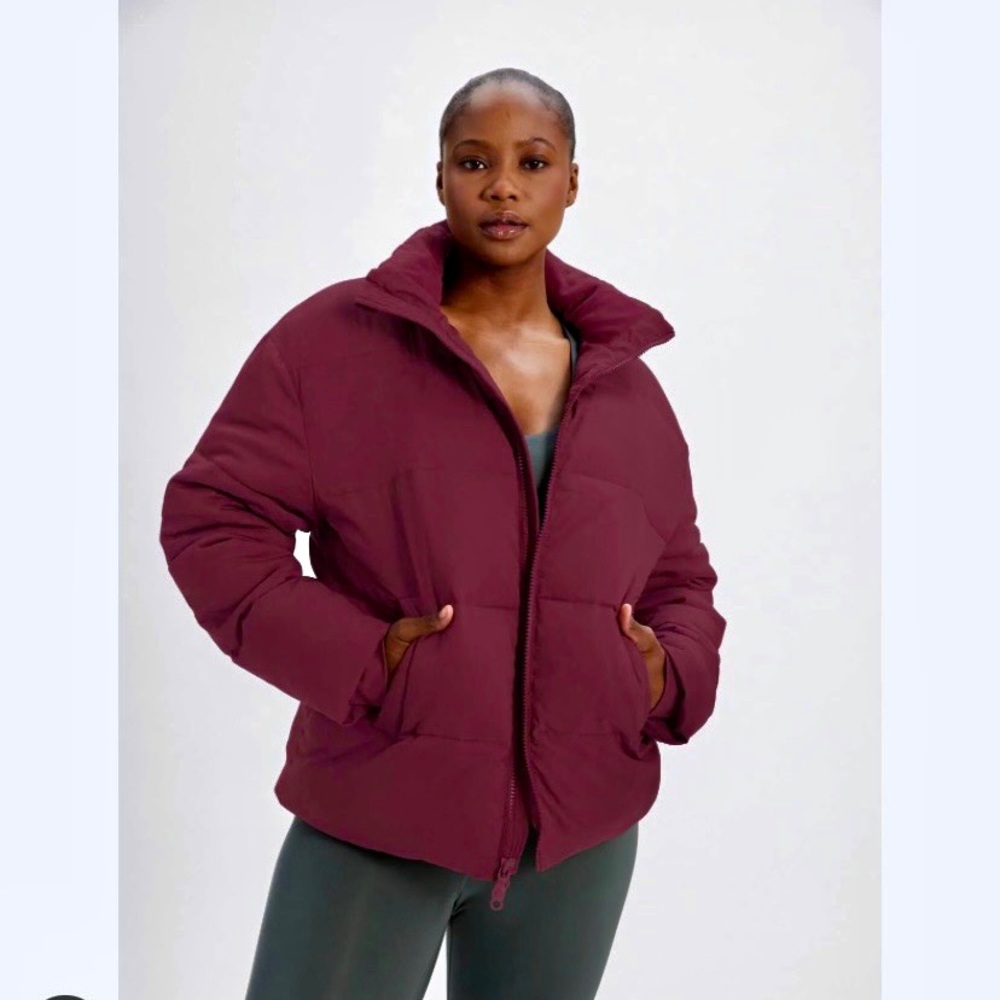 Girlfriend Collective Classic Recycled Puffer in Wine